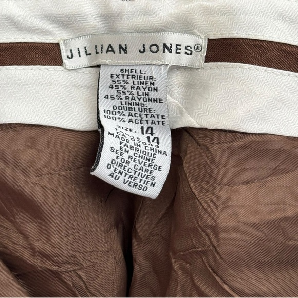 Vintage Linen Blend Wide Leg Pants Trousers Size 14 Brown Jillian Jones - Picture 4 of 8